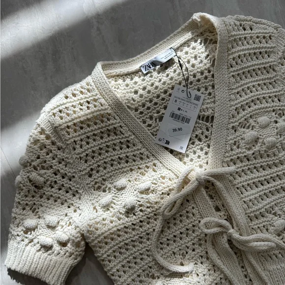 Zara Cream Cable Knit Cardigan - Picture 4 of 4